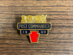 Vintage 1969 Made in USA American Legion 100 Percent Post Commander Lapel Pin