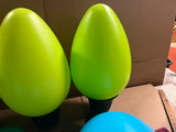 Vtg Large Lot of 6 Green & Blue Christmas Bulb Blow Molds 20" Jumbo