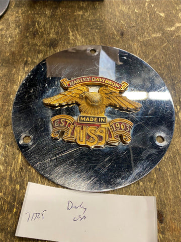 Vtg USA Eagle Derby Cover Harley Shovelhead FX FLH Wide Glide Acc Emblem Badge!!