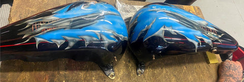 Custom Paint Airbrush Gas tanks Fatbob Harley Shovelhead F16 Viper fighting Falc