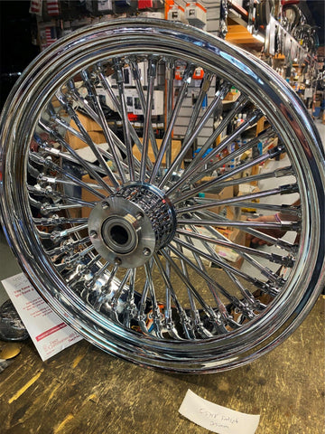 18X5.5 FAT SPOKE REAR WHEEL 25MM HARLEY SOFTAIL  CHOPPERS 200 TIRE CUSTOM CHROME