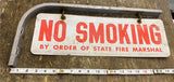 Vtg No Smoking By Order State Fire Marshal Sign Double Sided Wall Hanger mount!