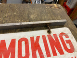 Vtg No Smoking By Order State Fire Marshal Sign Double Sided Wall Hanger mount!