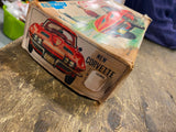 Vtg Licensed Chevy Red Corvette Car Tin Toy Orig Box Japan Battery Ichida Minty!