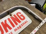 Vtg No Smoking By Order State Fire Marshal Sign Double Sided Wall Hanger mount!