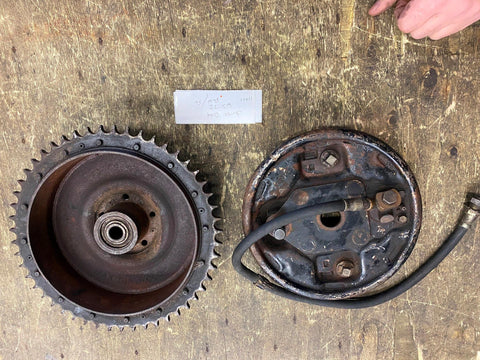 OEM Rear Brake Drum Plate wheel cylinder shoes 1967-72 Shovelhead Juice FLH FX
