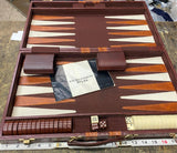 Vtg Backgammon Set 1970's Corduroy Faux Leather Travel Case Dice Board Game!