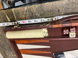 Vtg Backgammon Set 1970's Corduroy Faux Leather Travel Case Dice Board Game!