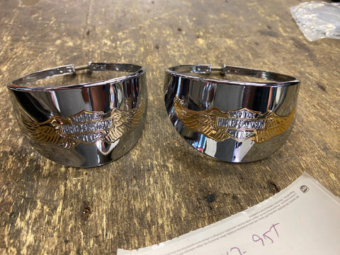 GOLD EAGLE WING HARLEY HERITAGE TOURING SOFTAIL FXR SPORTSTER TURN SIGNAL VISORS