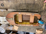 Vtg dolfin wood boat evinrude Motor battery Operated  japan Toy 15" 50's surviv