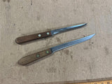 Vintage Lot Of 2 Straight Blade Wood Handled Kitchen Knives Cutlery Cattaraugus