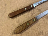 Vintage Lot Of 2 Straight Blade Wood Handled Kitchen Knives Cutlery Cattaraugus