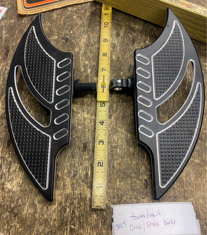Mini Floorboards Tomahawk Billet Black Harley Softail Sportster Touring Pass Dri