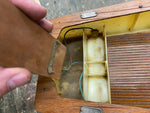 Vtg dolfin wood boat evinrude Motor battery Operated  japan Toy 15" 50's surviv