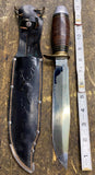 Vtg GC Co Gutmann Cutlery Co Bowie knife 8" fixed Sheath Italy Hunting Leather
