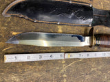 Vtg GC Co Gutmann Cutlery Co Bowie knife 8" fixed Sheath Italy Hunting Leather