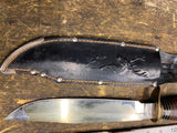 Vtg GC Co Gutmann Cutlery Co Bowie knife 8" fixed Sheath Italy Hunting Leather