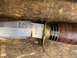 Vtg GC Co Gutmann Cutlery Co Bowie knife 8" fixed Sheath Italy Hunting Leather