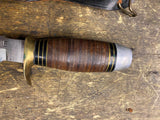 Vtg GC Co Gutmann Cutlery Co Bowie knife 8" fixed Sheath Italy Hunting Leather