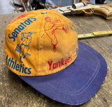 Vtg 1950's Kids Baseball Hat Cap Yankees Senators White Red Sox Indians Tigers