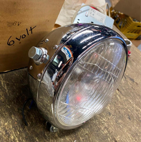 Vtg Old Skool 6v headlight Chopper Side Mount Honda Harley KZ CB XS Bobber new!