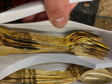 Gold Silverware Flatware Set Stylist SS guest Fancy Dinnerware forks Spoons