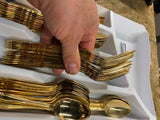 Gold Silverware Flatware Set Stylist SS guest Fancy Dinnerware forks Spoons