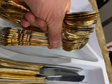 Gold Silverware Flatware Set Stylist SS guest Fancy Dinnerware forks Spoons