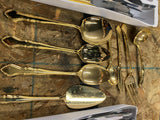 Gold Silverware Flatware Set Stylist SS guest Fancy Dinnerware forks Spoons