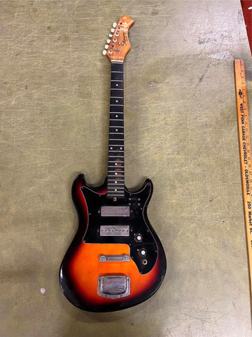 Vintage 1970s Harmony H802 Electric Guitar, sunburst front and back No Strings