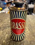 Vtg 1940's Brasso Tin Can Oil Gas Service Station Cone top Polish Auto Garage!