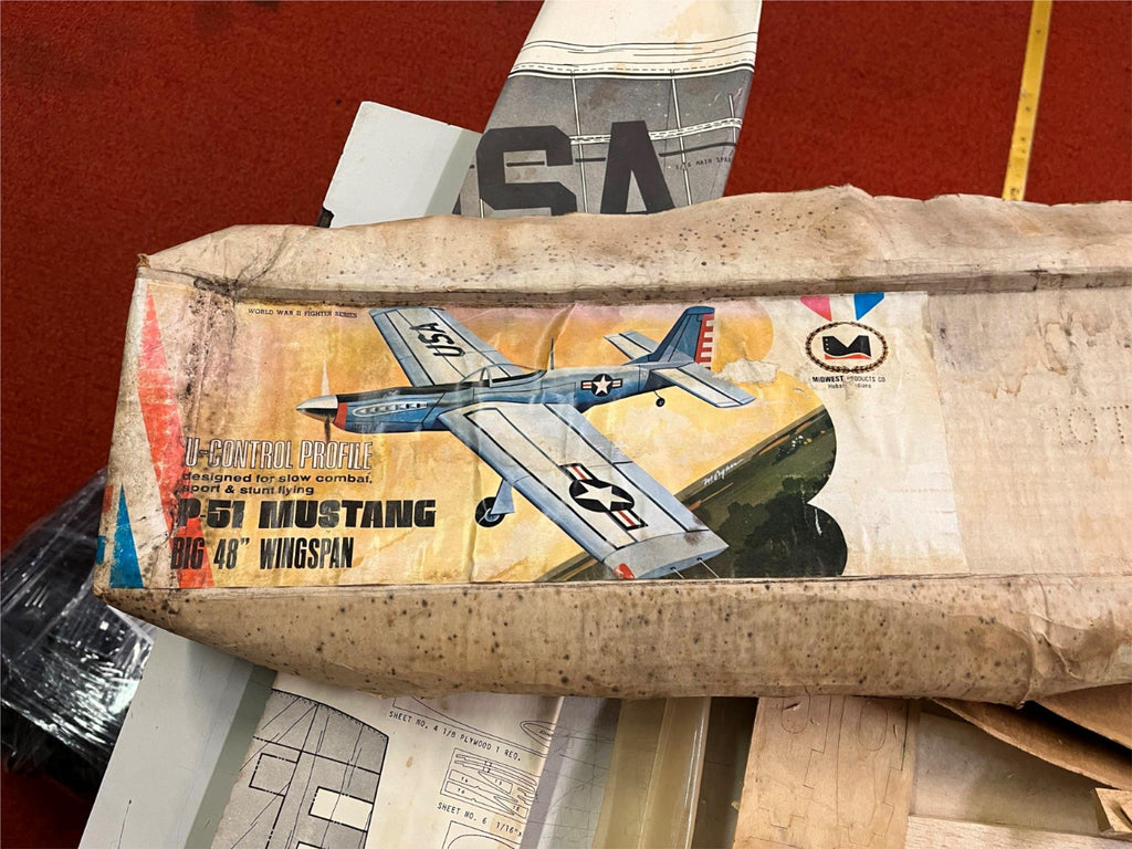 Control Line Biplane Kit Vintage 1970s Control Line Model Airplane Kit Midwest P-51 Mustang 33 ...