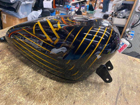 Custom Paint Airbrush Gas tank Sportster 2007^ Gold Black Bar Shield 883 1200!