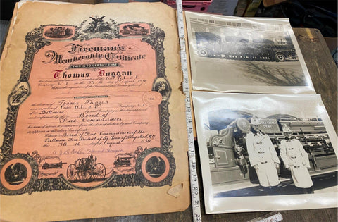 Vtg 1950 Fireman membership Certificate Pictures Bellmore Fire Dept Memorabilia!