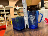 Vintage 1930s Shirley Temple Cobalt Blue Glass Creamer Pitcher 4 3/4" 2pc