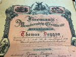Vtg 1950 Fireman membership Certificate Pictures Bellmore Fire Dept Memorabilia!