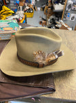 Vtg John B. Stetson XXX 3X Beaver Brown Cowboy Hat Feathers Leather Strap Size 7