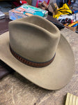 Vtg John B. Stetson XXX 3X Beaver Brown Cowboy Hat Feathers Leather Strap Size 7