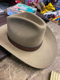 Vtg John B. Stetson XXX 3X Beaver Brown Cowboy Hat Feathers Leather Strap Size 7