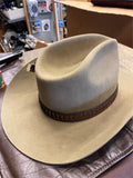 Vtg John B. Stetson XXX 3X Beaver Brown Cowboy Hat Feathers Leather Strap Size 7