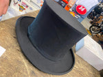 Vtg BORSALINO Collapsible Top Hat Cap Italy Magician Dress Gentleman Pop up Felt