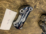 Chrome Handlebar Riser Top Clamp Harley Bar Shield Logo Heritage Softail Dyna fx