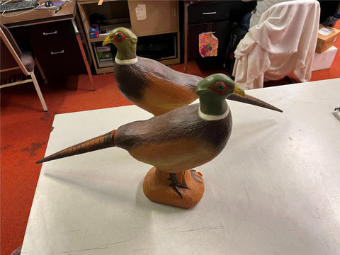 Vintage Lot of 2 Ring Neck Pheasant Blow Molds Hunting Decoration Outdoor