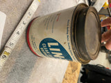 Vtg tin LIN-X Clear Varnish Oil Can Metal 3/4 full Odd Lid Collectible