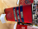 Vtg Wards Plus Motor Oil Gas tin Can 2 Gallon Nice Graphix Petroliana Collector!