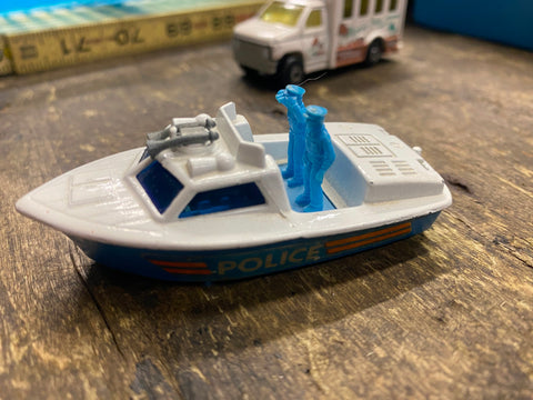 Vtg 1976 Matchbox Police launch Toy boat no 52 Blue
