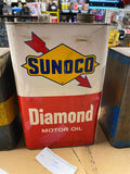 Vtg Sunoco Diamond  Motor Oil Gas tin Can 10qt Nice Graphix Petroliana!