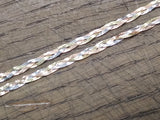 14K Rose Yellow White Gold Flat Braided Herring Bone 3 Strand 16" Necklace Italy