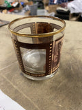Vintage 1920s Whiskey Lowball Glass Barrymore Garbo Gold Rim Home Barware Movie