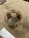 Vintage 1920s Whiskey Lowball Glass Barrymore Garbo Gold Rim Home Barware Movie